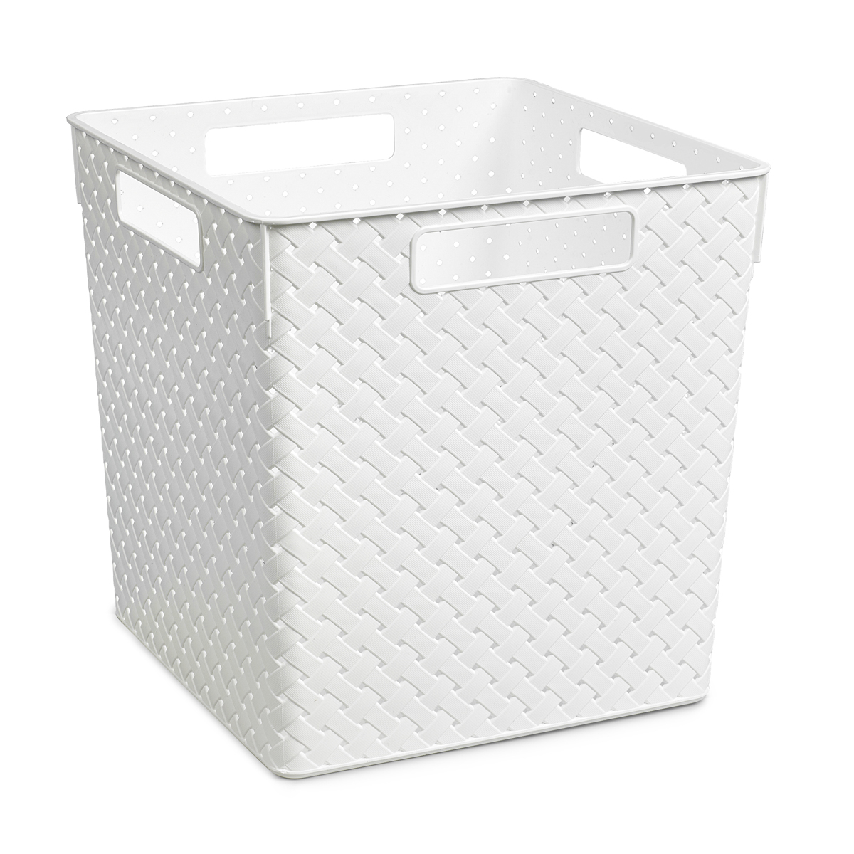 Корзина для хранения с крышкой "береста" 23 л  29,4*29,4*30,1 см (белая) (1/9) "виолет"