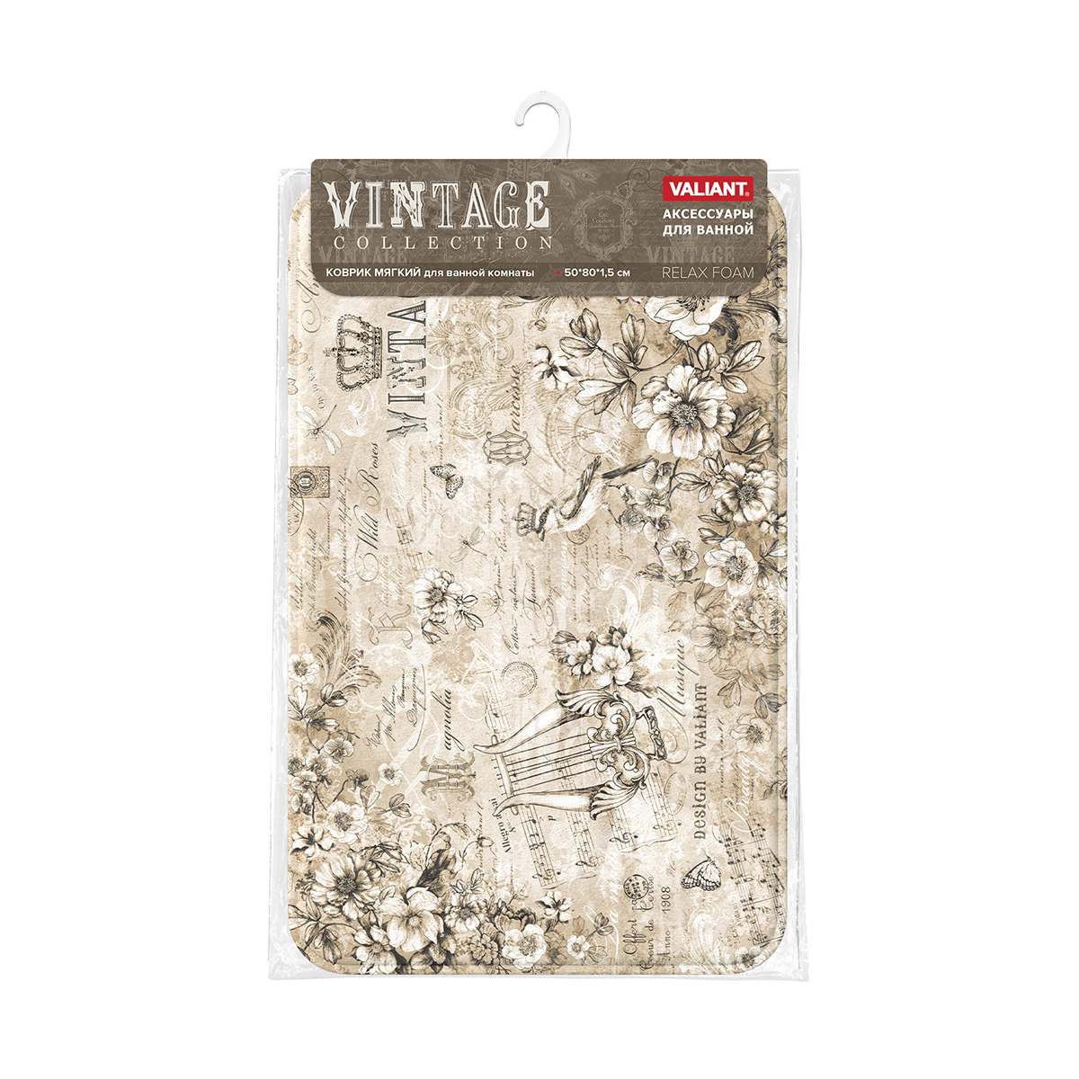 Коврик для ванной "vintage" 50*80 см (1/20) "valiant" vn-p-58