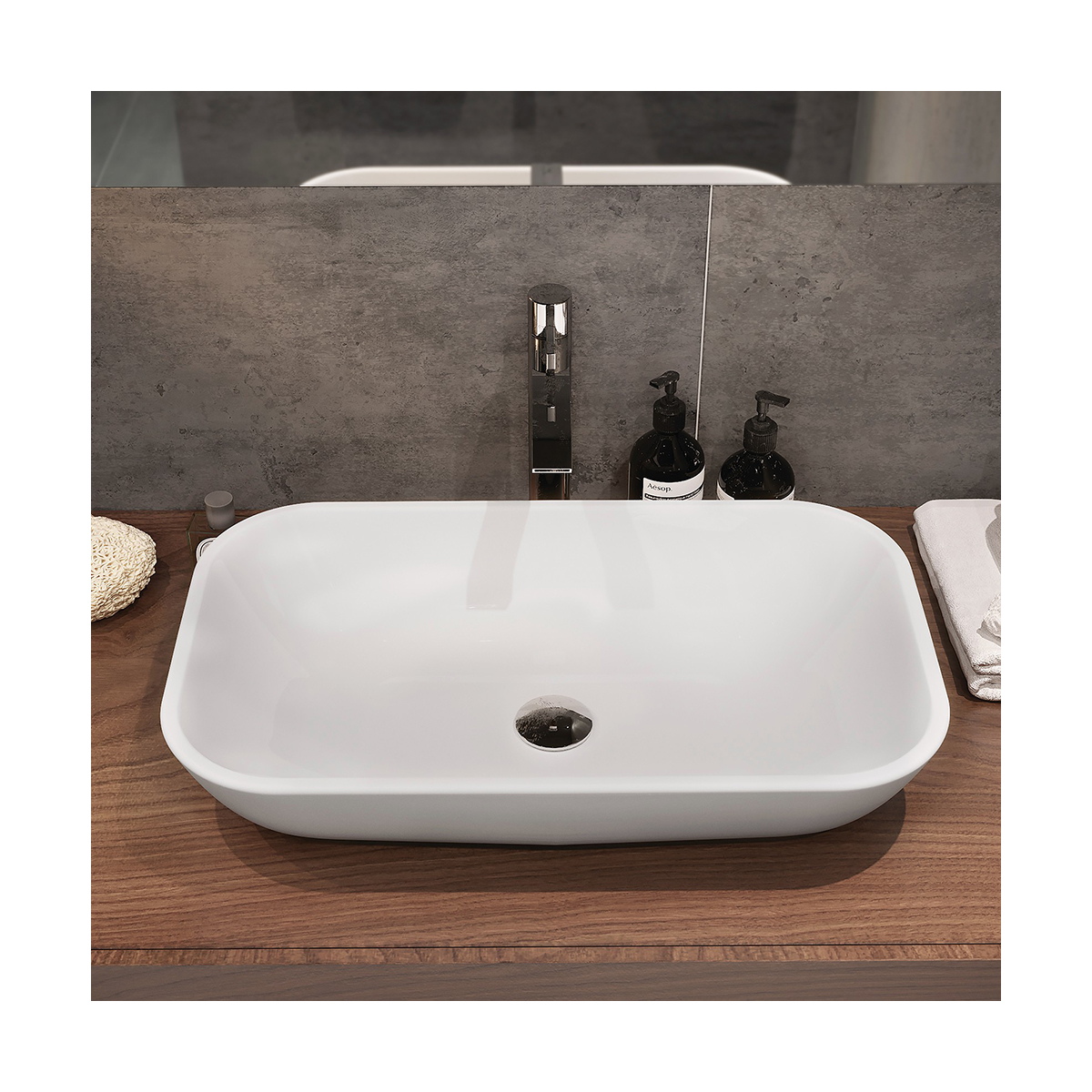 Раковина накладная "infinity 60" белая "sanita luxe"  wb.ct/infinity/60-n/wht.g/s1