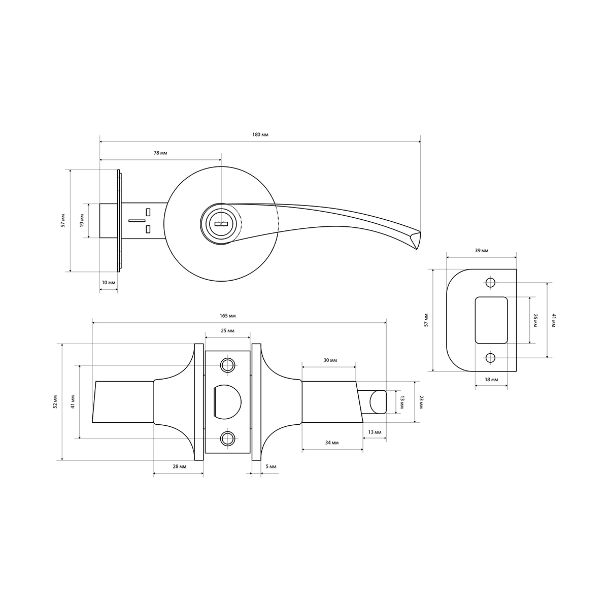 Защелка дверная 8901 bk ac (фиксатор) медь (1/20) "стандарт"