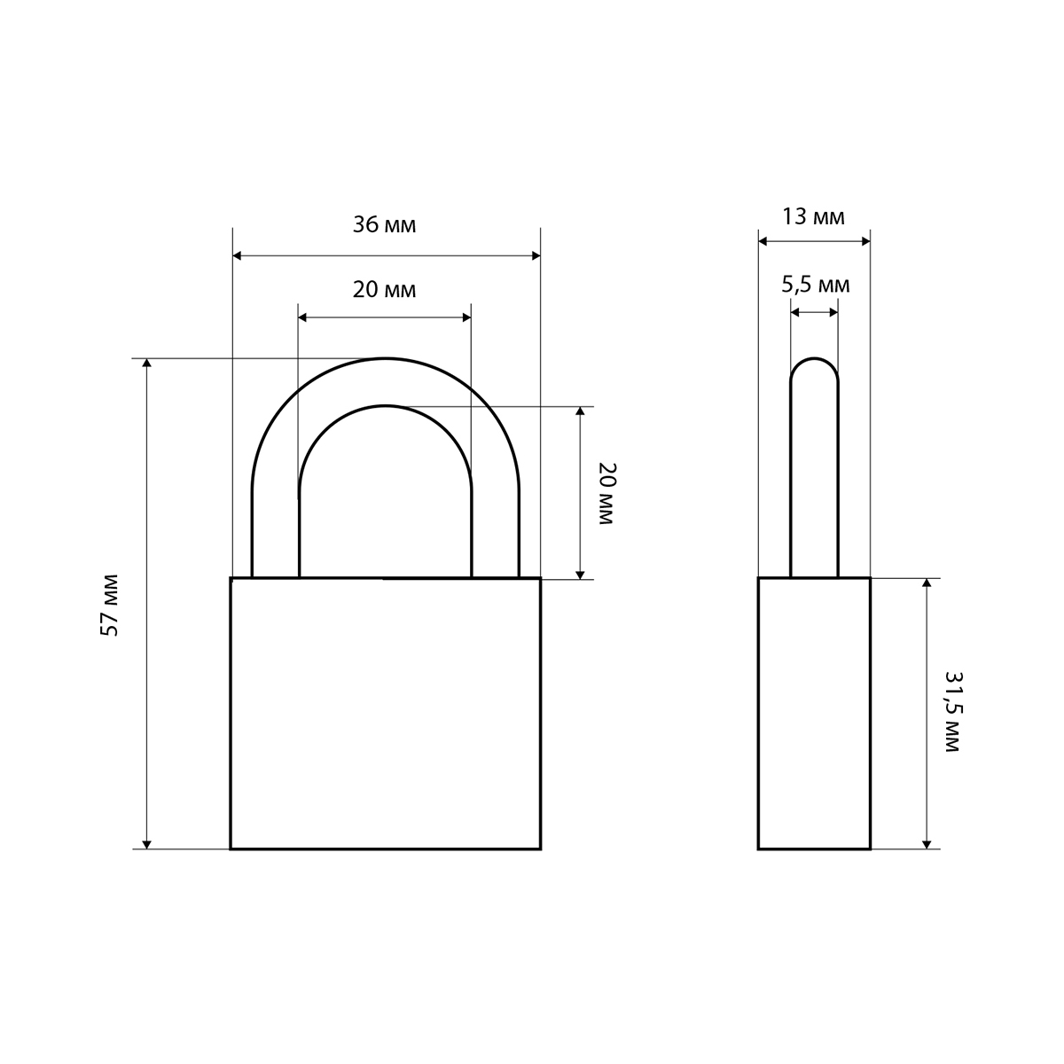 Замок навесной hg-340  5,5 мм (3 ключа) (1/25/200) "стандарт"