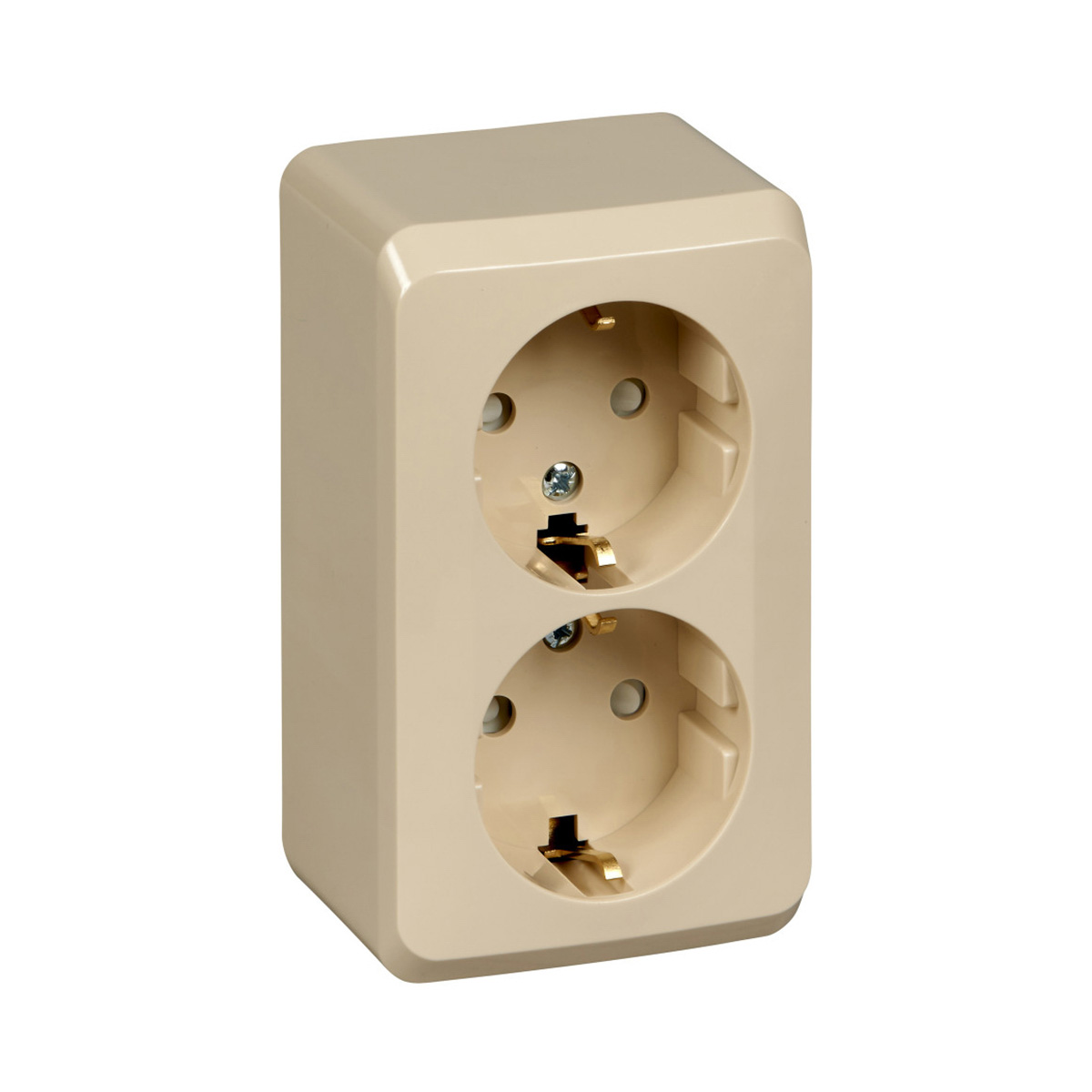 Розетка открыт. уст. "этюд" 2-х местн. с заземл, с шторками 16а, кремовый (1/16/96) "schneider"