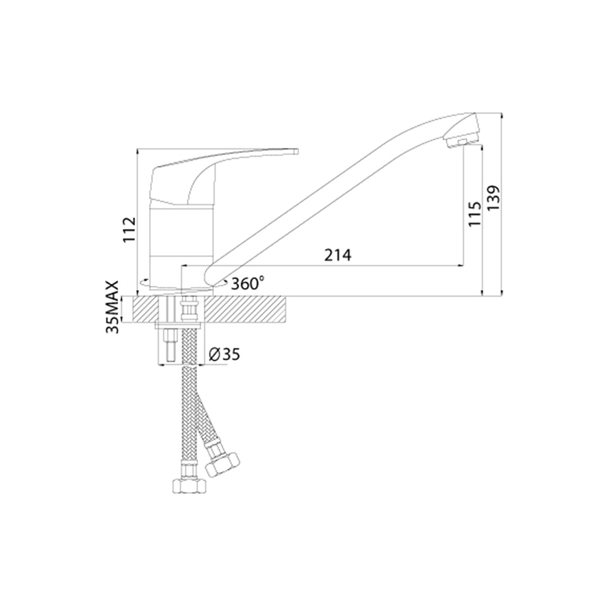 Смеситель для кухни  d40-21  поворотн. излив (1/12) "rossinka"
