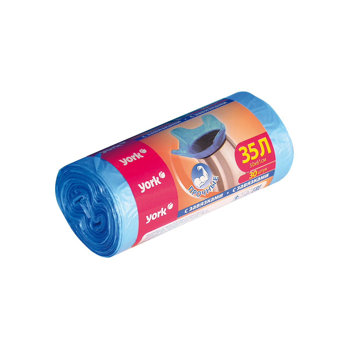 Мешки для мусора с завязками 35 л рулон 30 шт. (1/40) "york"