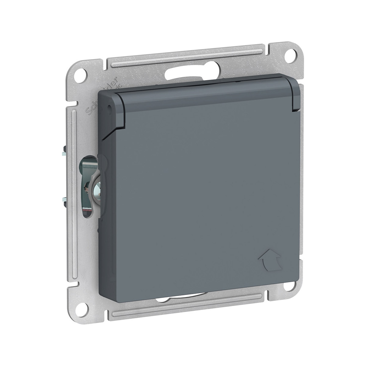 Розетка "atlasdesign" 1 местн. с заземл, с штор, с крыш (механизм) 16а, грифель(1/10/60) "schneider"