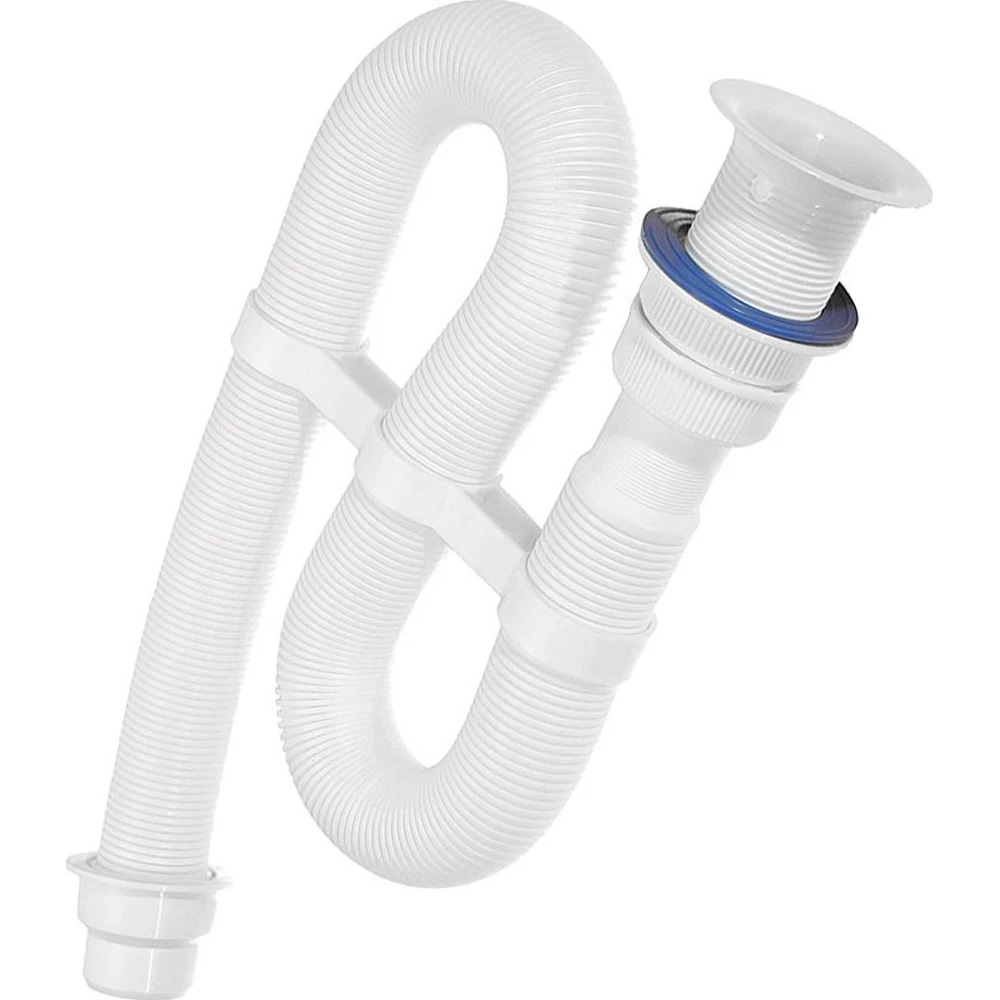 Сифон гофрированный VIR 1 1/4 х 50/40 мм с пластиковой чашкой D63 мм, L900 мм с усилен. хомутом