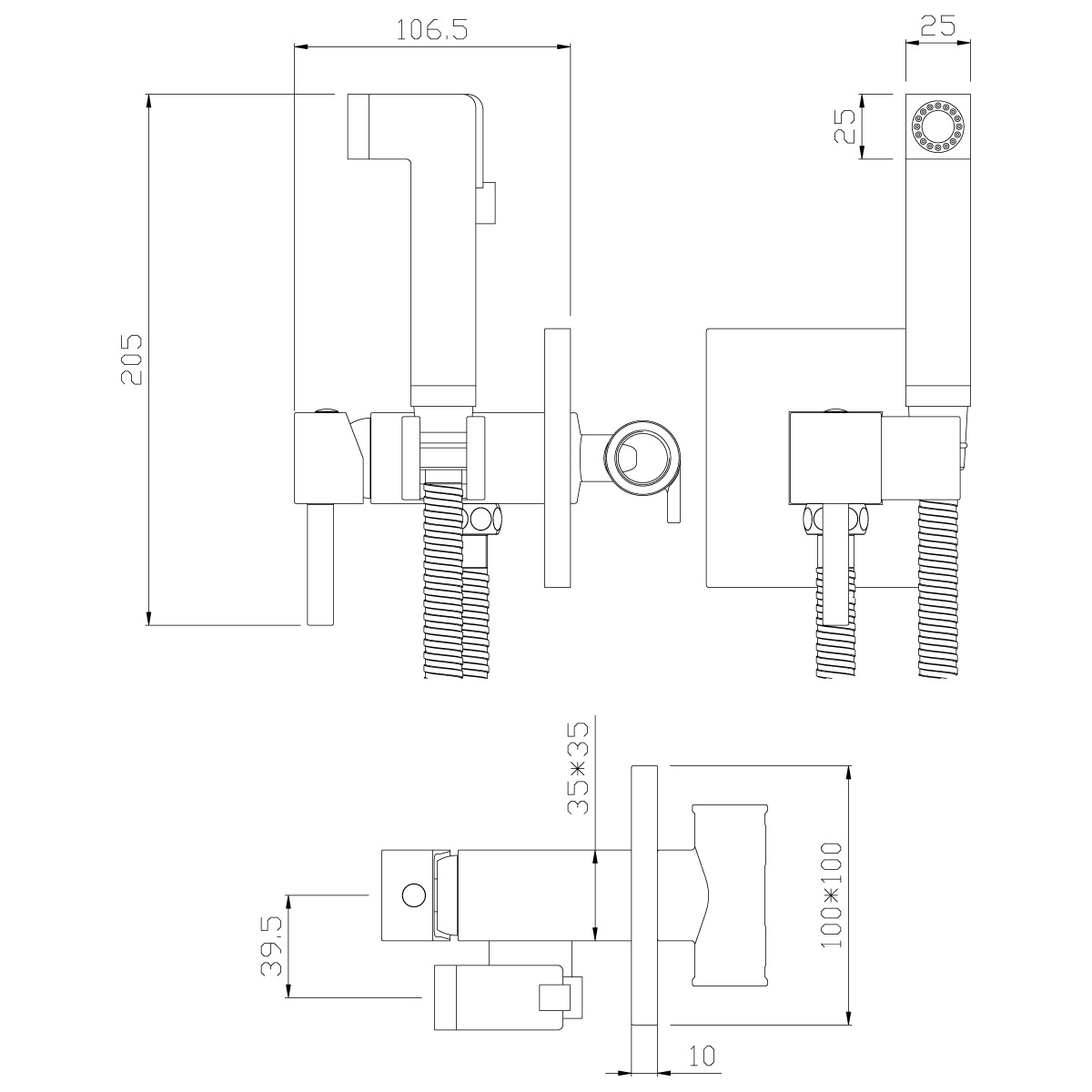 Смеситель с гигиеническим душем  x25-53 (встраиваемый) (1/12) "rossinka"