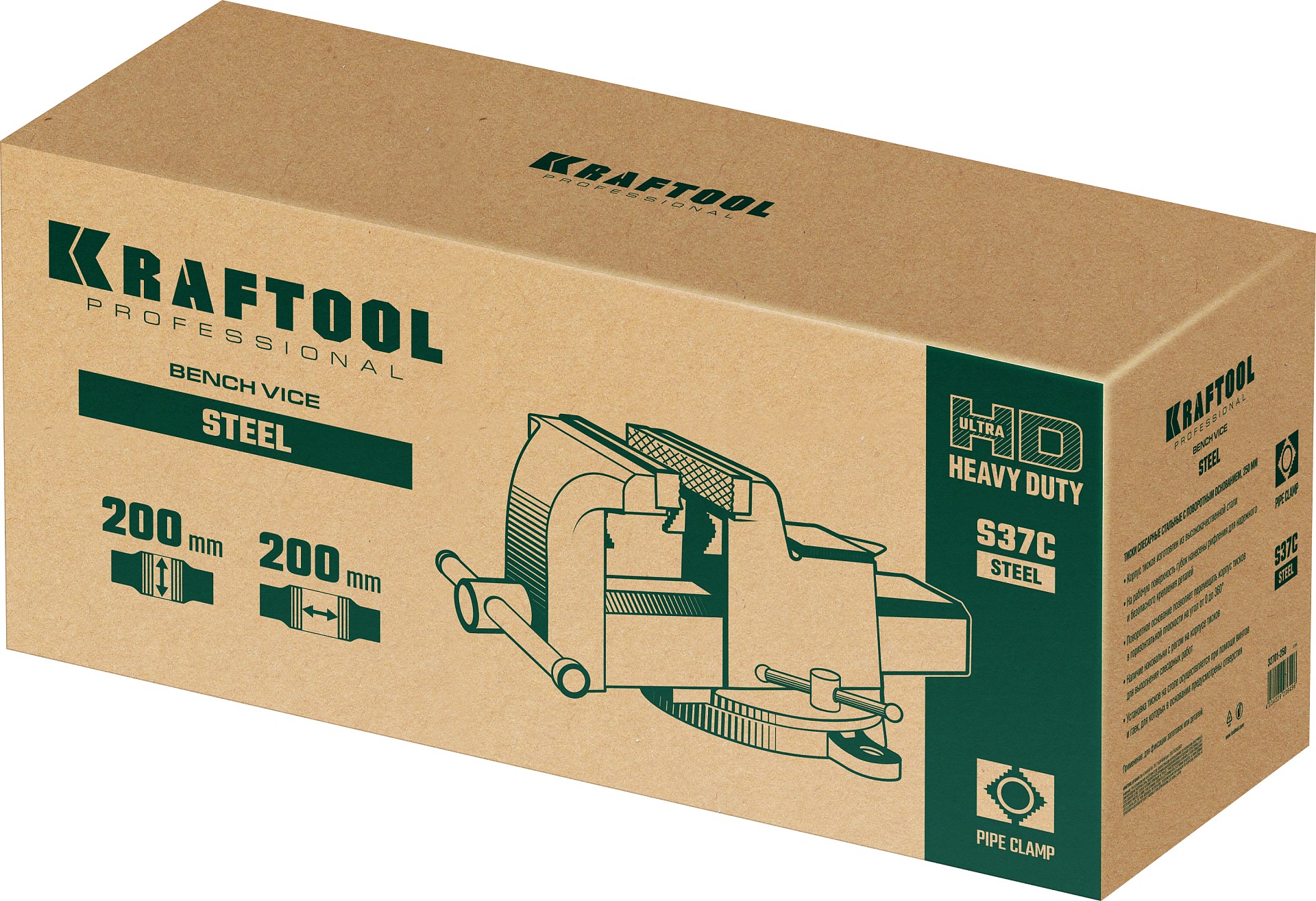 KRAFTOOL Steel, 200 мм, стальные слесарные тиски (32701-200)