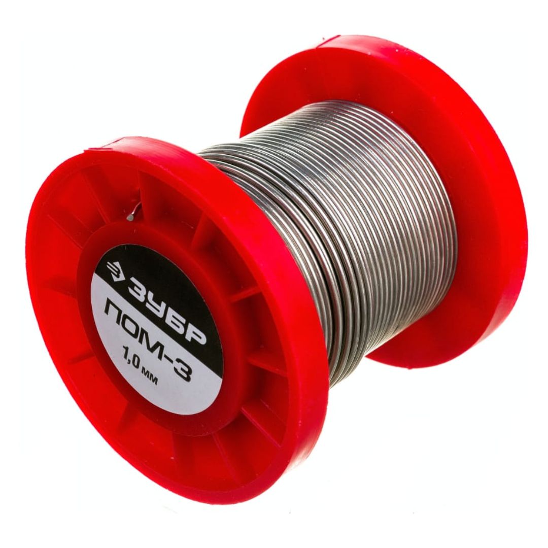 Припой Sn97Cu3 мягкий бессвинцовый ПОМ-3 для пайки меди 1 мм на шпуле ЗУБР 50 гр.