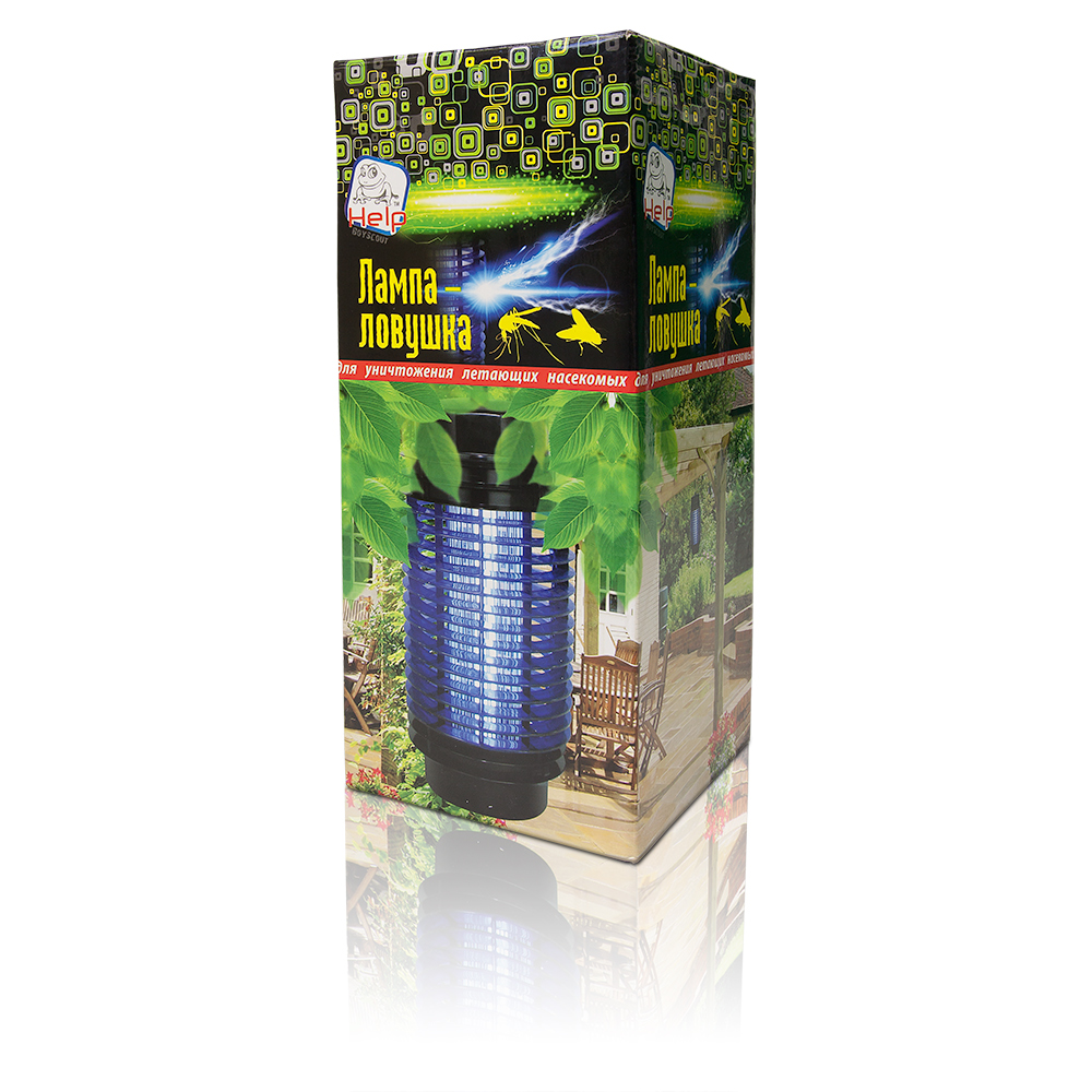 Лампа-ловушка для уничтожения летающих насекомых, 12*12*28 см (1/6) "help" 80402