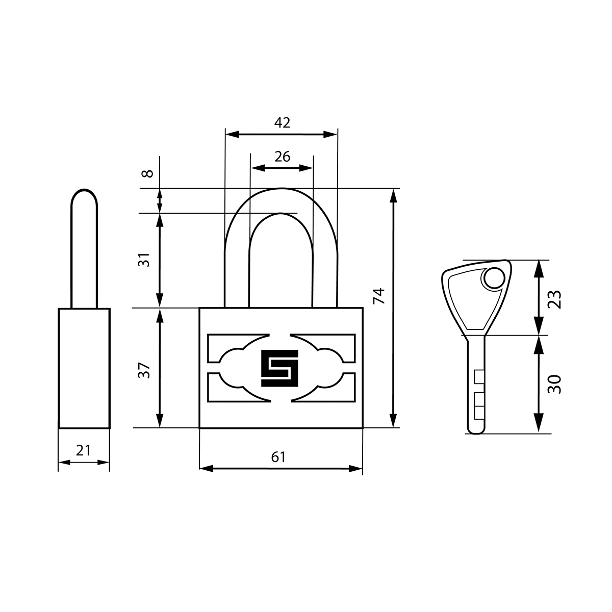Замок навесной вс 3-п60 пл  8 мм (5 ключей) (1/6/60) "булат"
