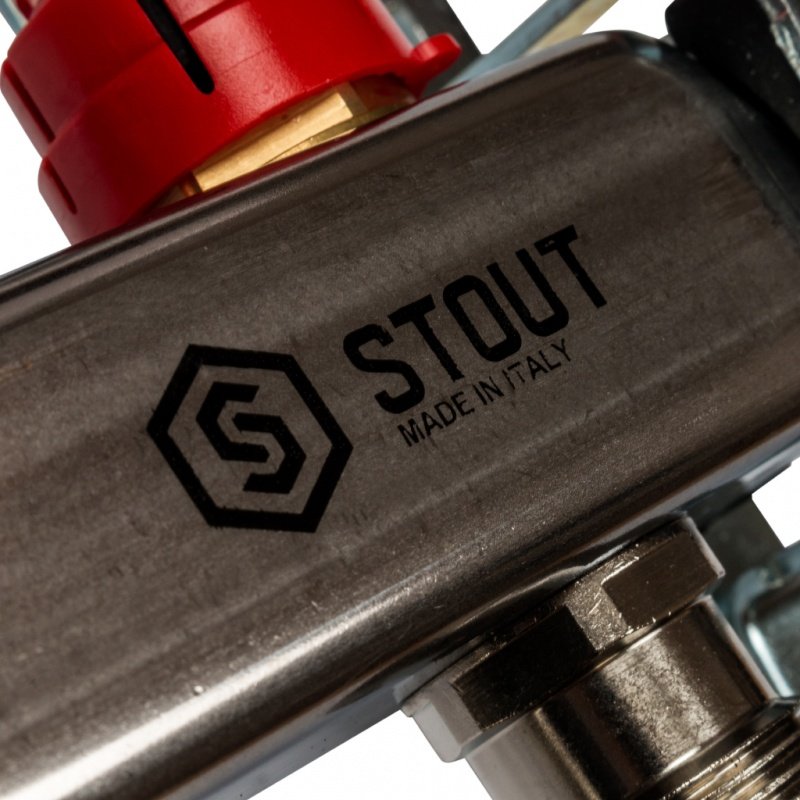 Коллектор из нержавеющей стали на 13 вых. с расходомерами STOUT