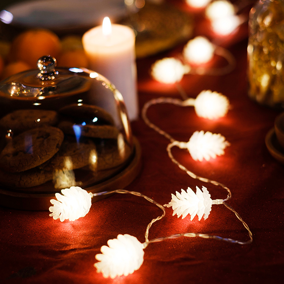 Электрогирлянда "шишки" 1,5 м, 10 теплых ламп, шнур прозр. (1/48) "neon-night" 303-098