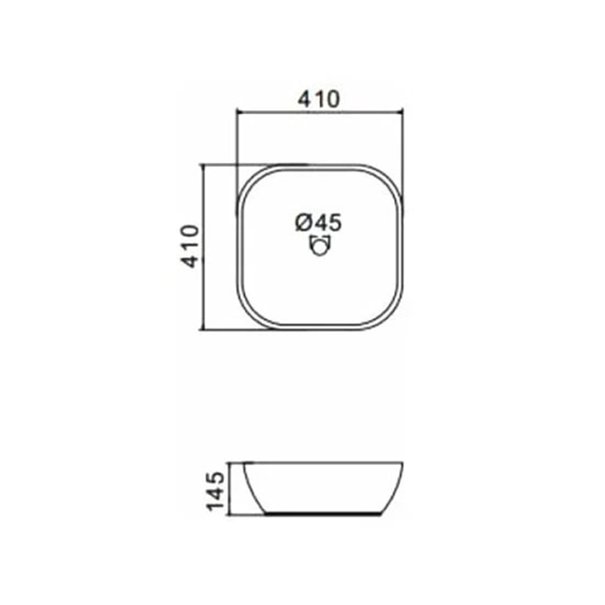 Раковина накладная gt203 керамическая 41*41*14,5 см, белая (1) "gappo"