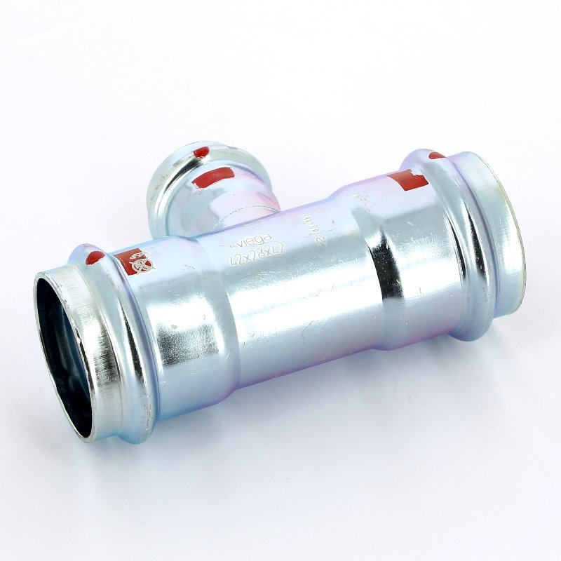 Тройник пресс 42x28x42 оцинкованная сталь Prestabo VIEGA