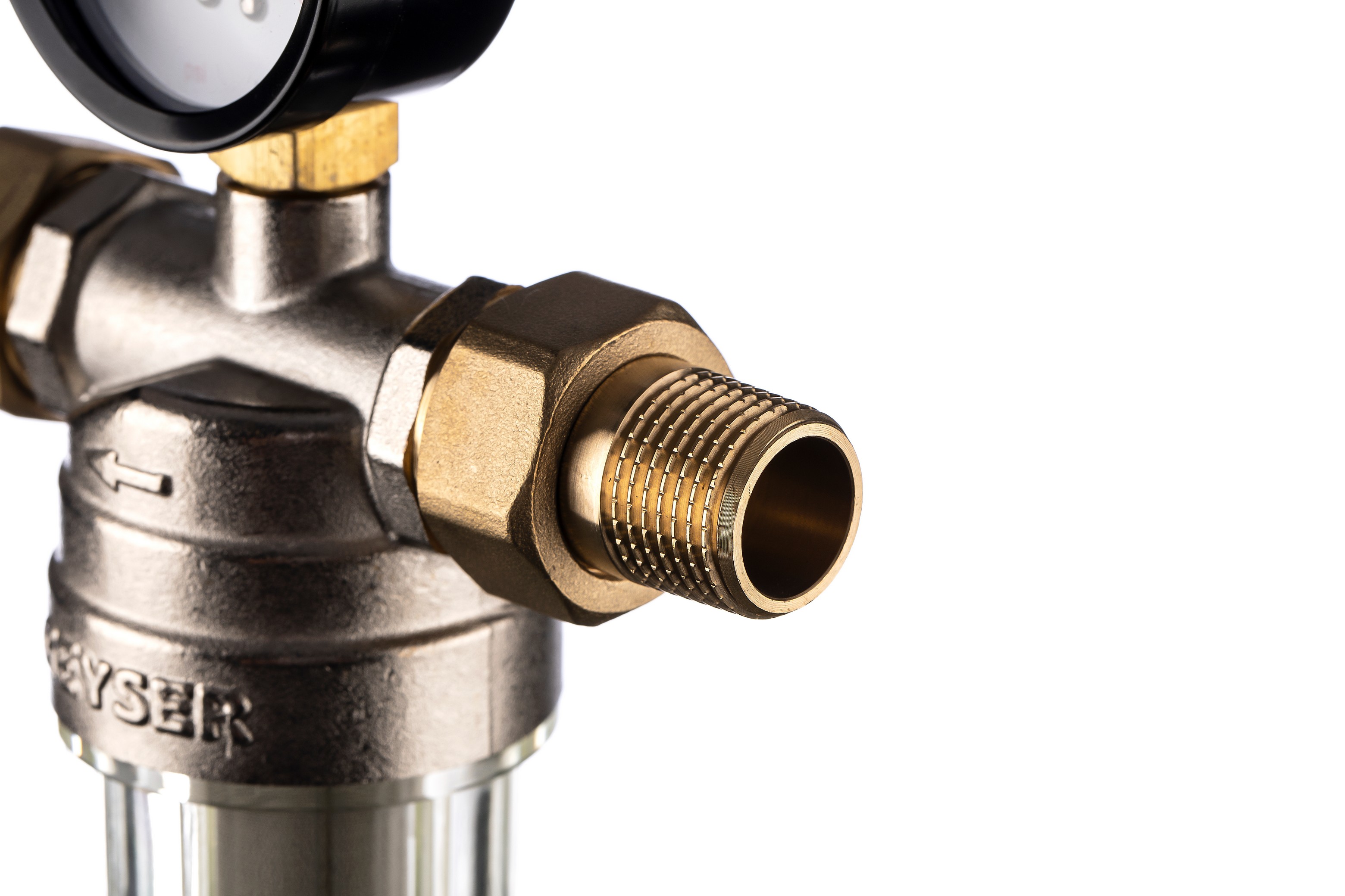 Фильтр магистральный промывной Гейзер Бастион 1/2 для тонкой очистки холодной воды с манометром