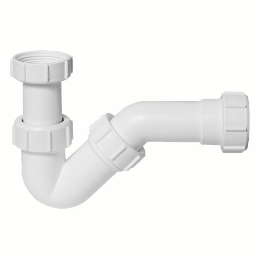 Сифон McALPINE трубный P/S-образный без выпуска с регулируемой высотой 90-145 мм и углом выхода