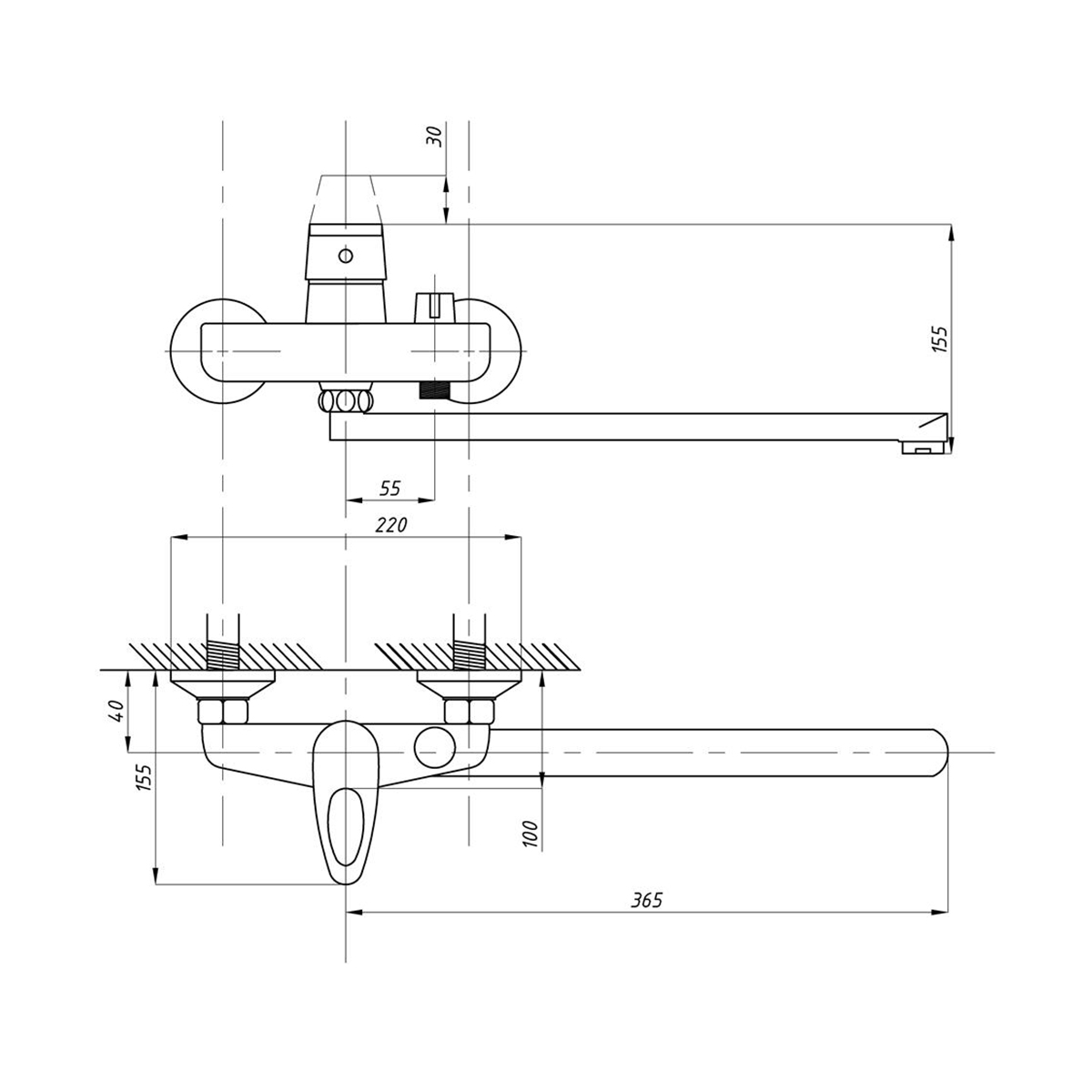 Смеситель для ванн "tsarsberg" tsb-942-1109 длинный излив (1/10) "профсан"