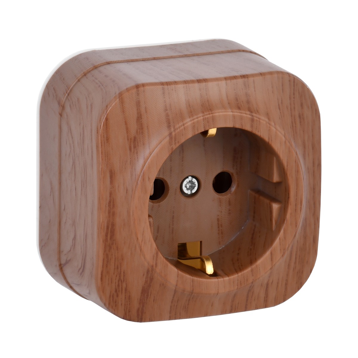 Розетка открыт. уст. "glory" 1 местн. с заземл. рс20-3-хд, 16а, дуб (1/30/360) "iek"