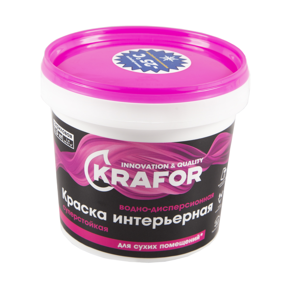 Краска в/д интер. суперстойкая  1,5 кг (1/6) "krafor"   (розов.)