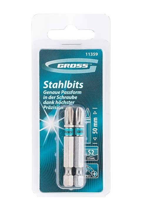 Набор бит РН3 х 50, сталь S2, 2 шт. Gross (11359)