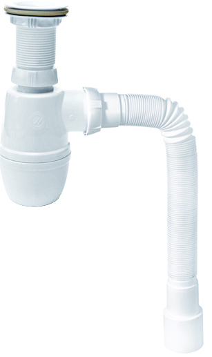 Сифон с пласт. выпуском 1 1/4" х 40 мм  и гофротрубой 800 мм (1/35) "wirquin"