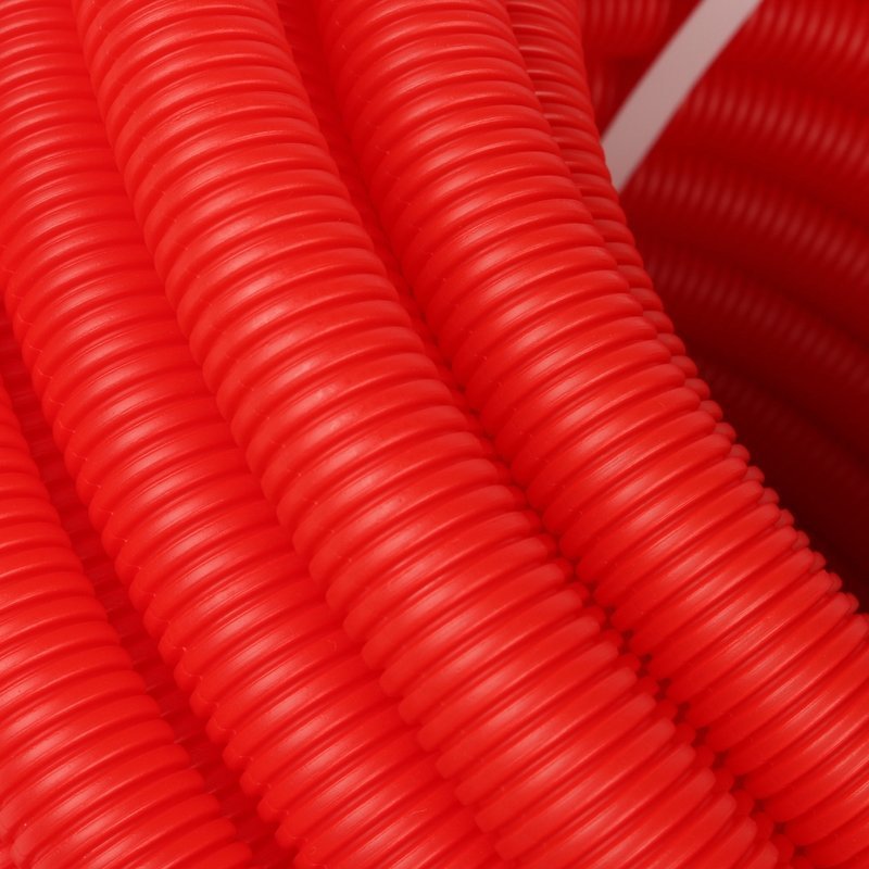 Гофра ПНД, красная, d=23 мм для труб d=14-18 мм, STOUT бухта 50 м