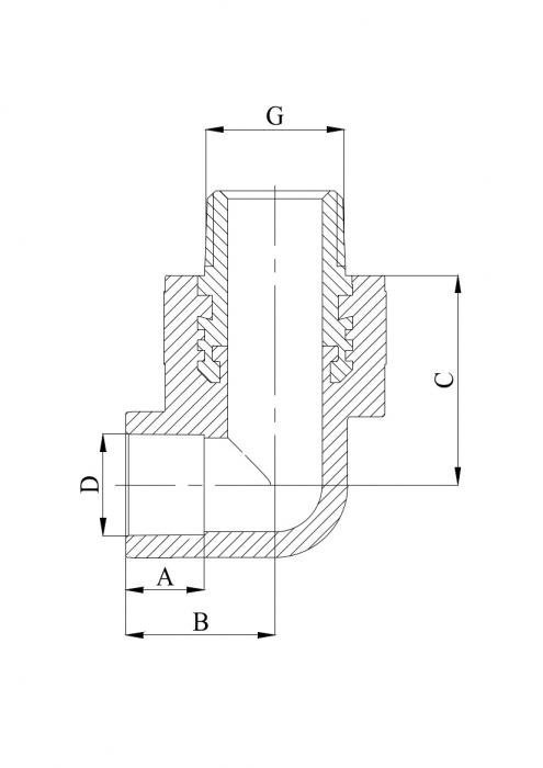 Колено комбинированное 90° 32 х 1" (НР) ПП (PP-R100) серый HEISSKRAFT