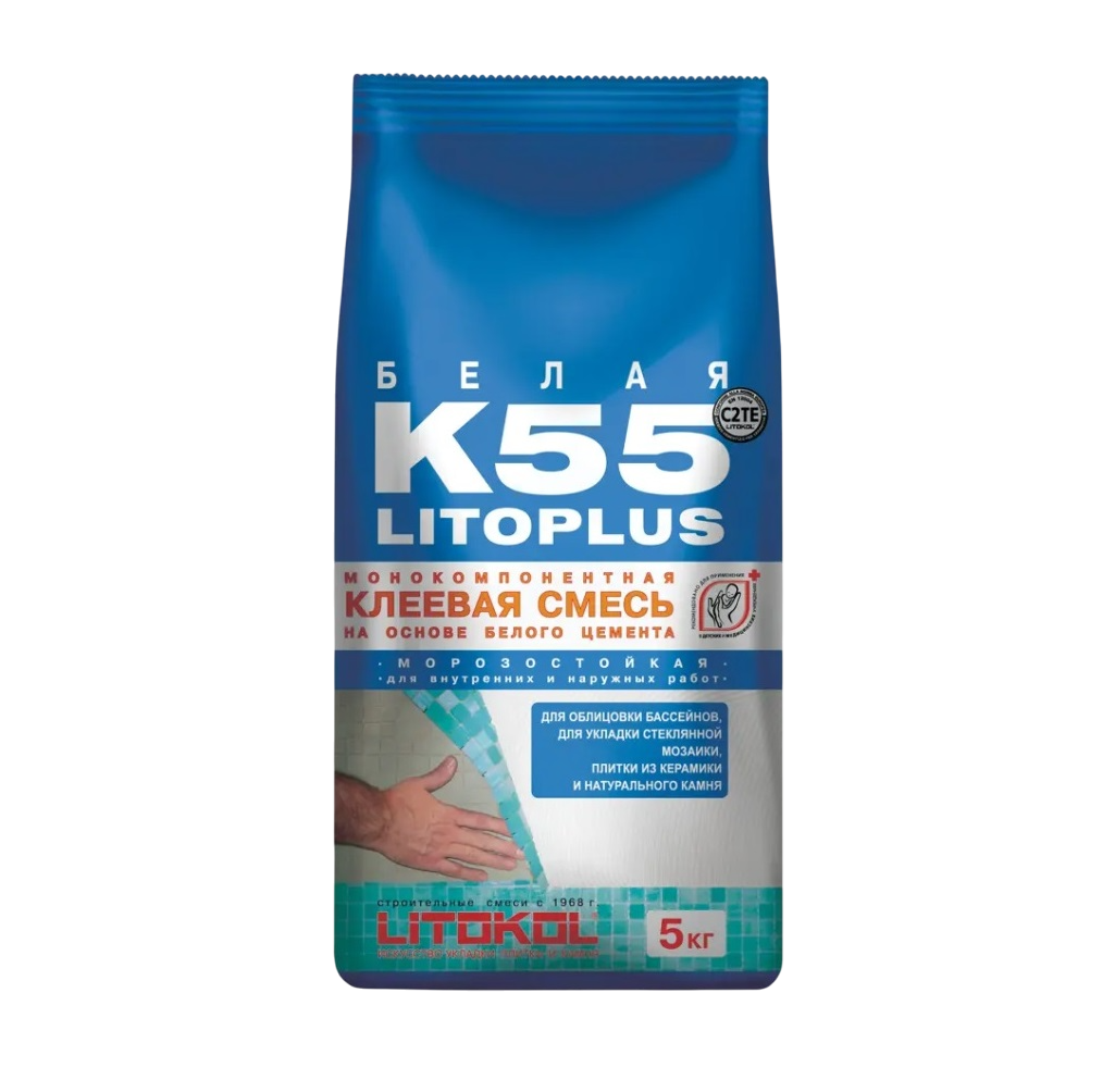 Плиточный клей для мозаики Литокол Litoplus K55 5 кг