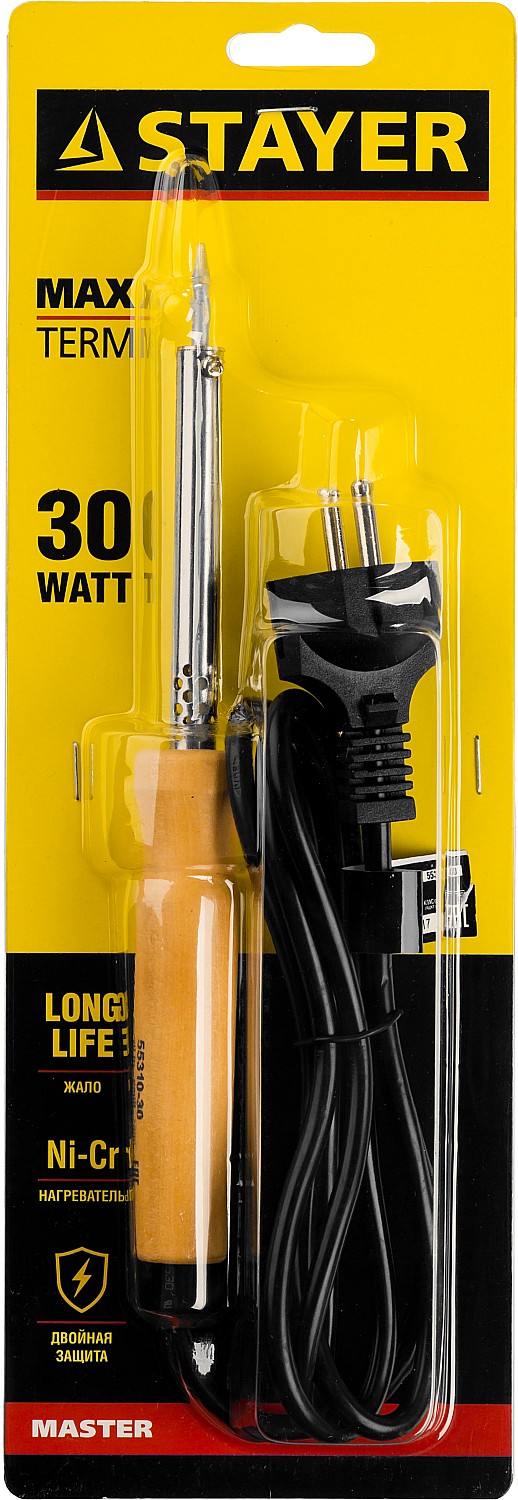 STAYER MAXTerm, 30 Вт конус, электропаяльник с деревянной рукояткой (55310-30)