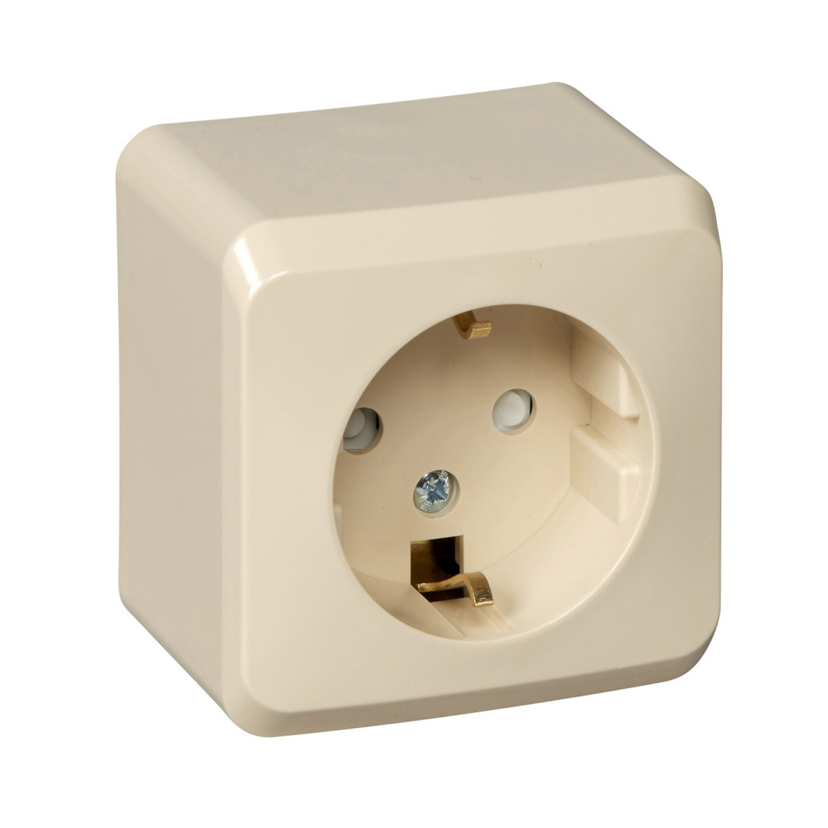 Розетка открыт. уст. "этюд" 1 местн. с заземл, с шторками 16а, кремовый (1/17/136) "schneider"