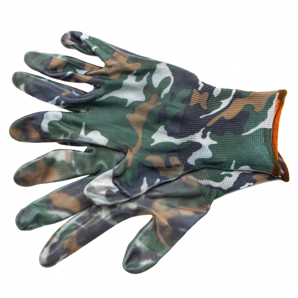 Перчатки садовые из полиэстера с нитрильным обливом, хаки, М Palisad (67858)