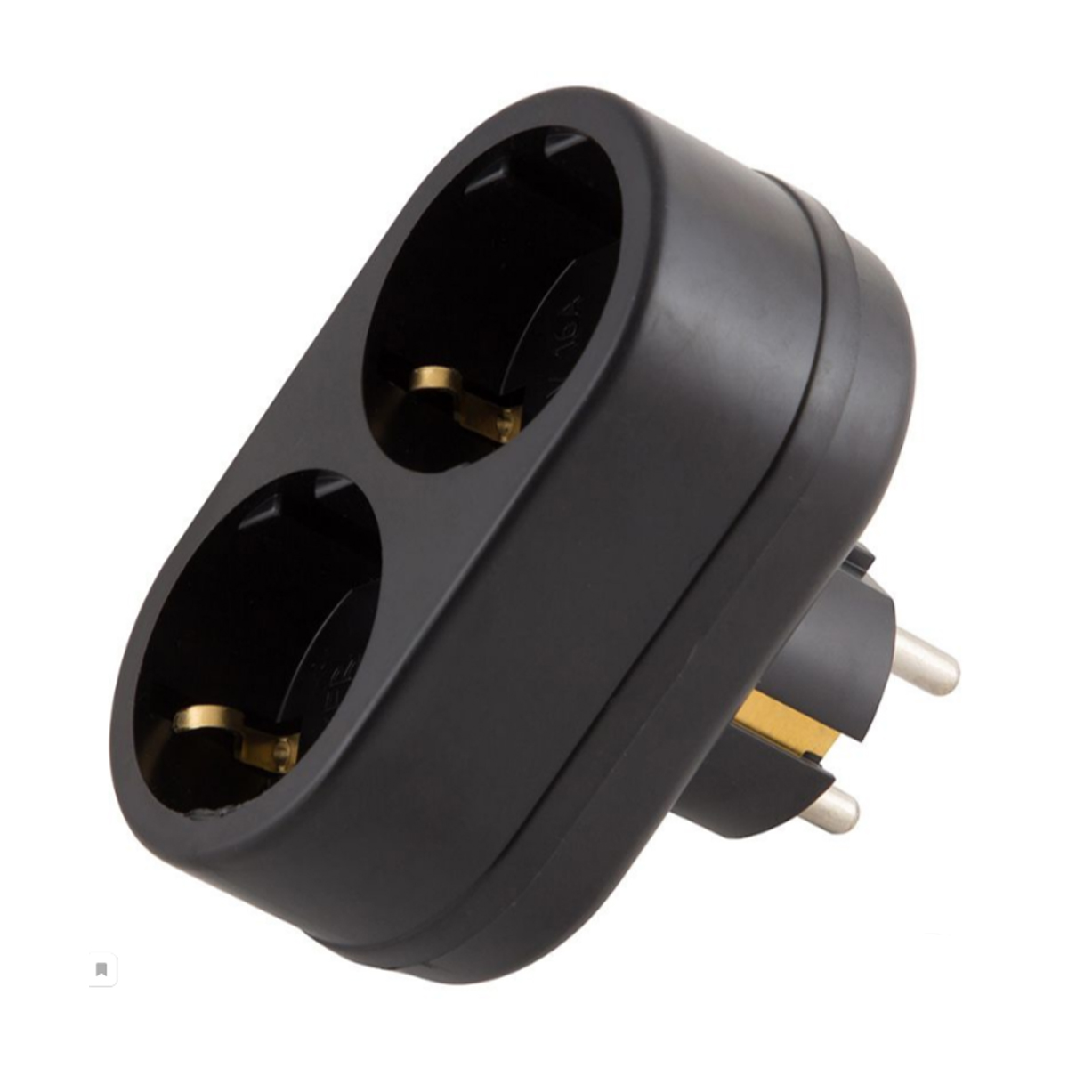 Разветвитель электрический "toker'' 2 гнезда с заземл. (16 а, 2t2) черный (1/80)