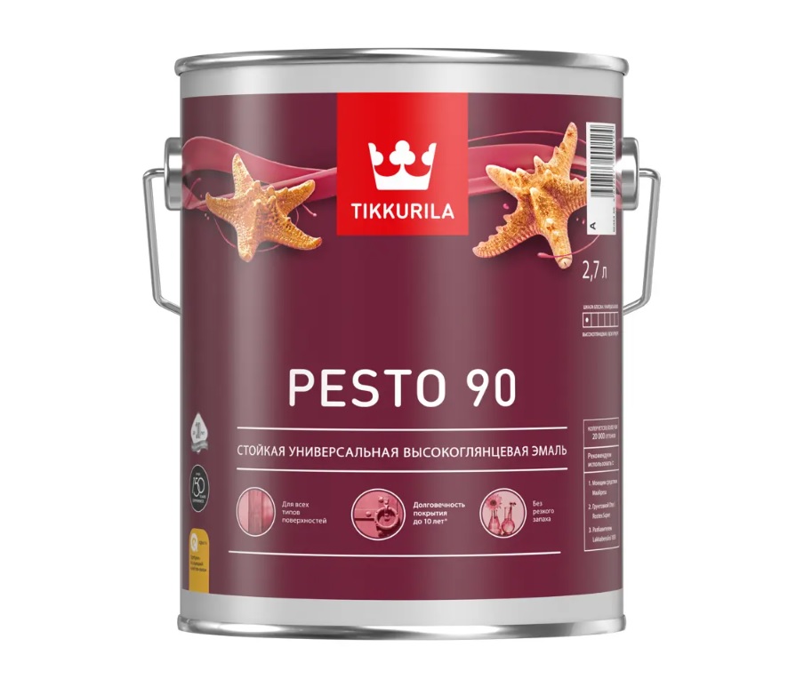 Эмаль алкидная Тиккурила ПЕСТО 90 (МИРАЛКИД 90) высокоглянцевая 2,7 л