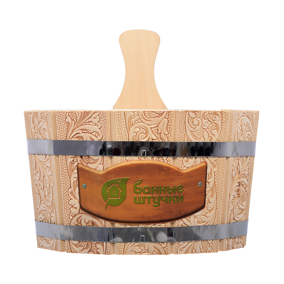 Ушат для бани и сауны "цветы" 3,5 л пластик. вставка, с орнаментом (1) "банные штучки" 33428