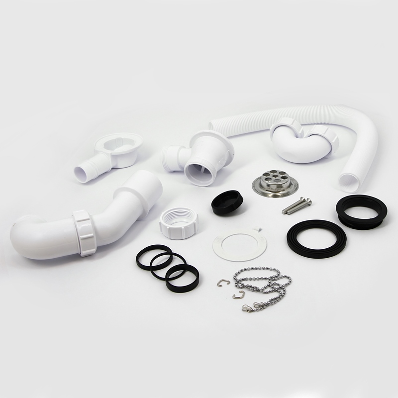 Слив-перелив McALPINE L=368 х 34 мм, нерж. реш., пробкой и цеп., выход 40/50 мм