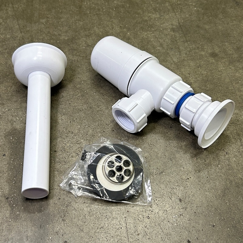 Сифон McALPINE бутылочный 1 1/4" х 32 мм с выпуском 60 мм нерж. решетка, проба, выход 32 мм компрес.