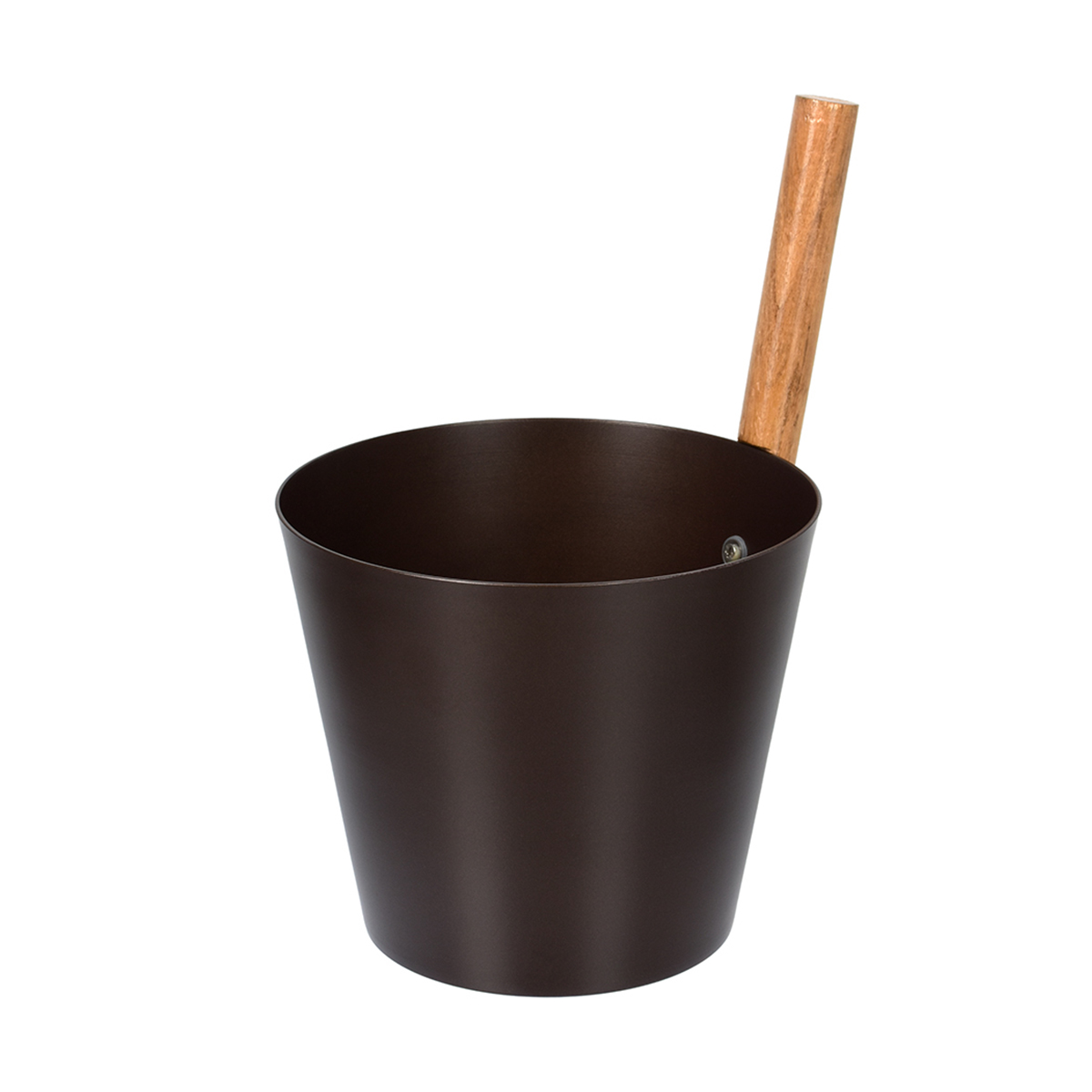 Бадья для бани и сауны алюмин. 5 л, дерев. ручка (коричневая) (1/4) "банные штучки" 41286