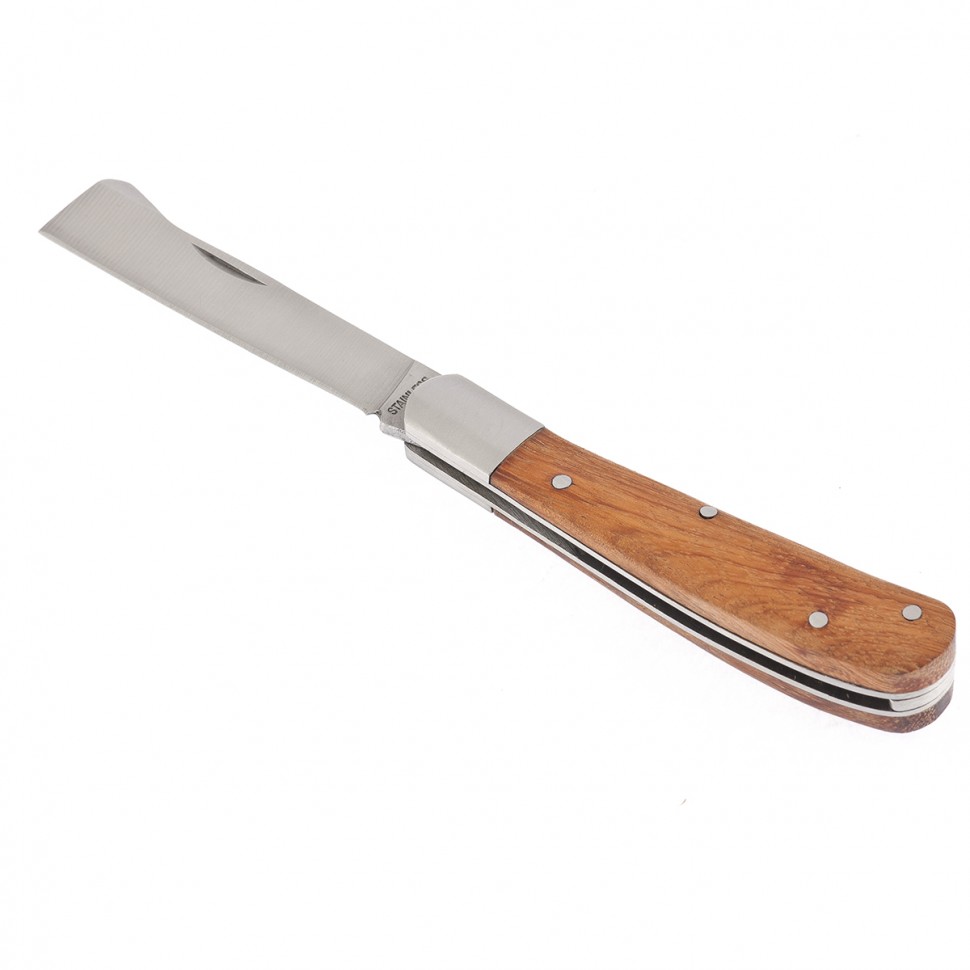 Нож садовый складной, копулировочный, 173 мм, деревянная рукоятка, Palisad (79002)