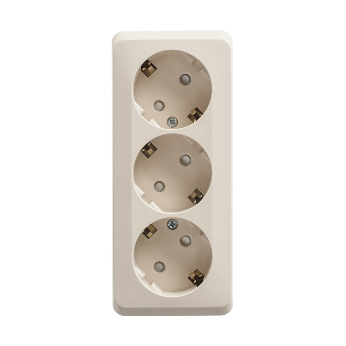 Розетка открыт. уст. "этюд" 3-х местн. с заземл, с шторками 16а, кремовый (1/9/72) "schneider"