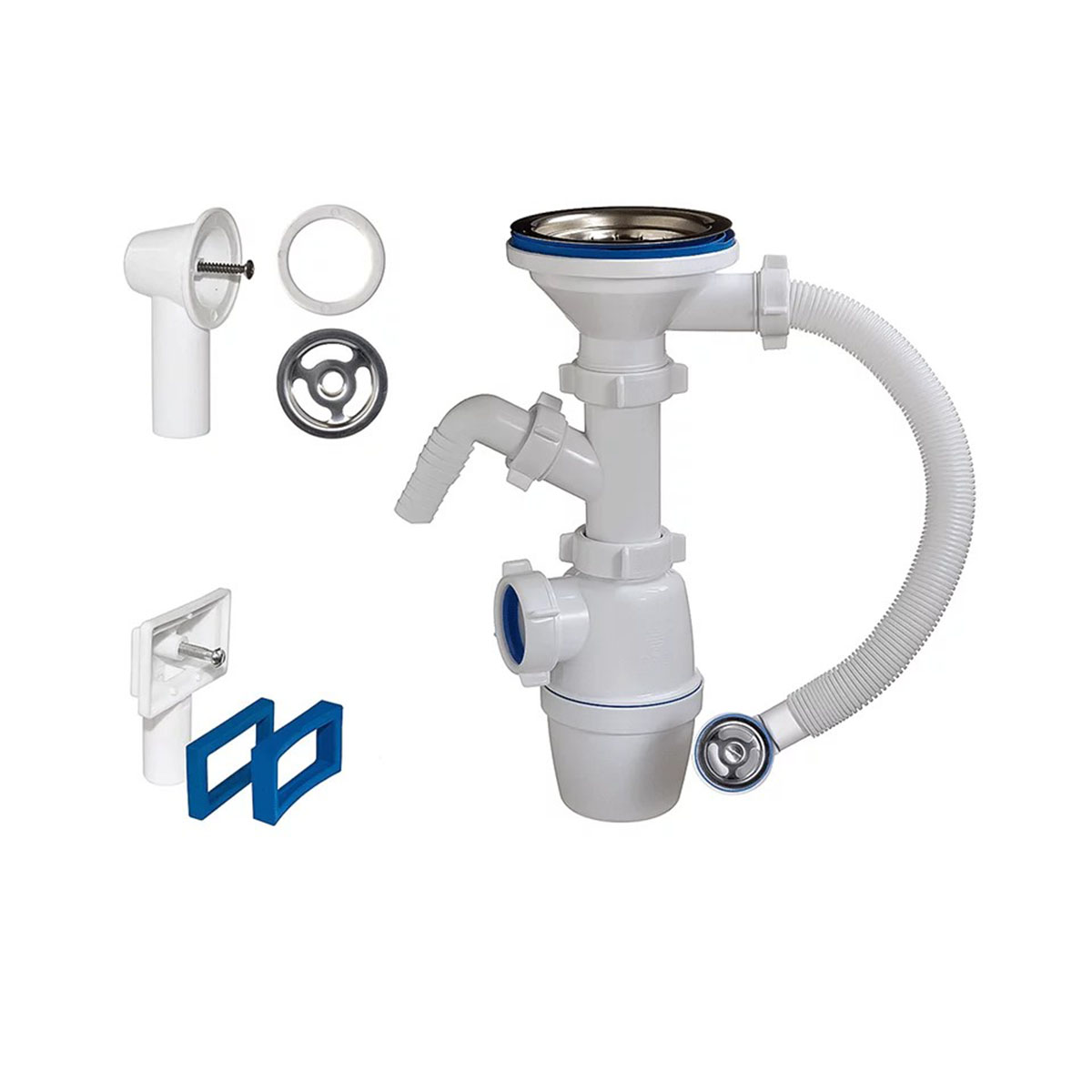 Сифон 3 1/2" х 40 мм с отводом, с круглым и прямоуг. переливами (1/30) "orio" б-4512