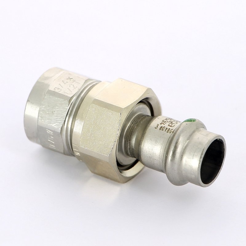 Муфта пресс-В разъёмная 15x1/2" с плоской прокладкой нержавеющая сталь Sanpress Inox VIEGA