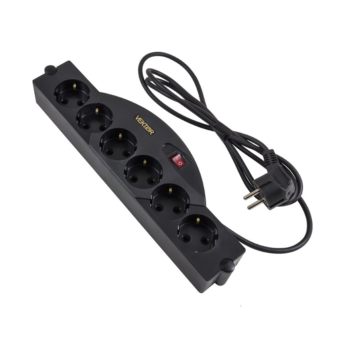 Фильтр сетевой "vektor soft" 3 м, 6 розеток с заземл., черный (1/10)