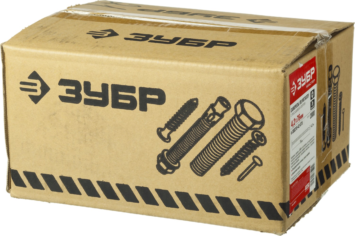 ЗУБР ПШМ-С, 76 х 4.2 мм, цинк, 2000 шт, саморез с пресс-шайбой и сверлом (4-300210-42-076)