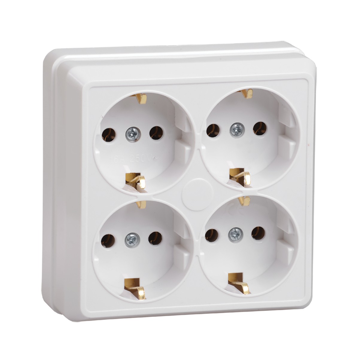 Розетка открыт. уст. "октава" 4-х местн. с заземл. рс24-3-об, 16а, белый (1/16/192) "iek"