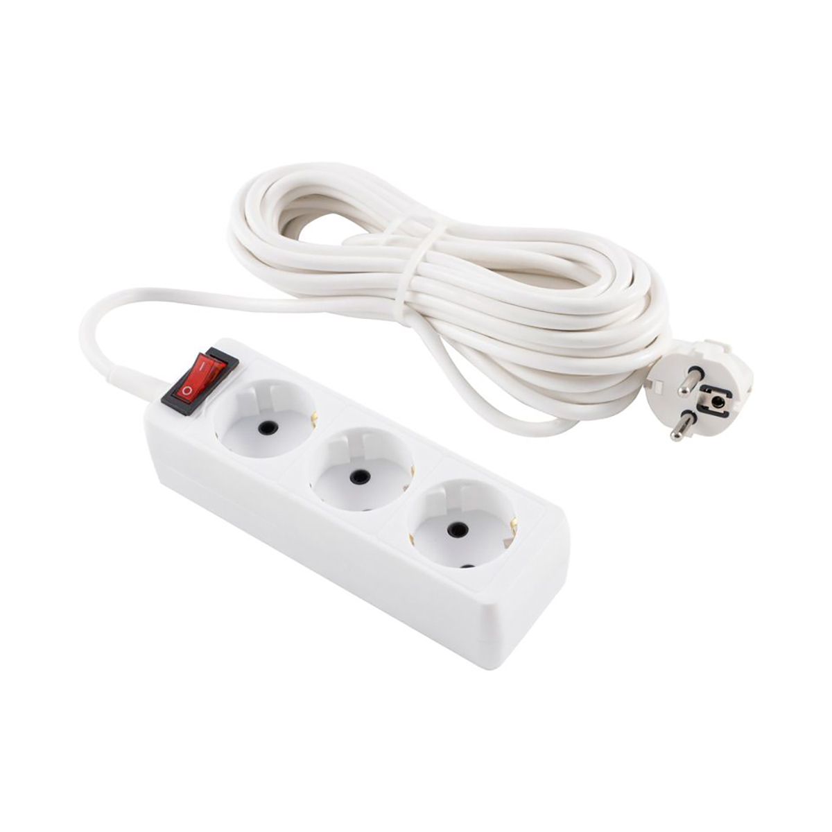 Удлинитель с выключателем "engy гранд" 7 м, 3 розетки с заземл. (пвс 3 х 0,75) белый (1/25)