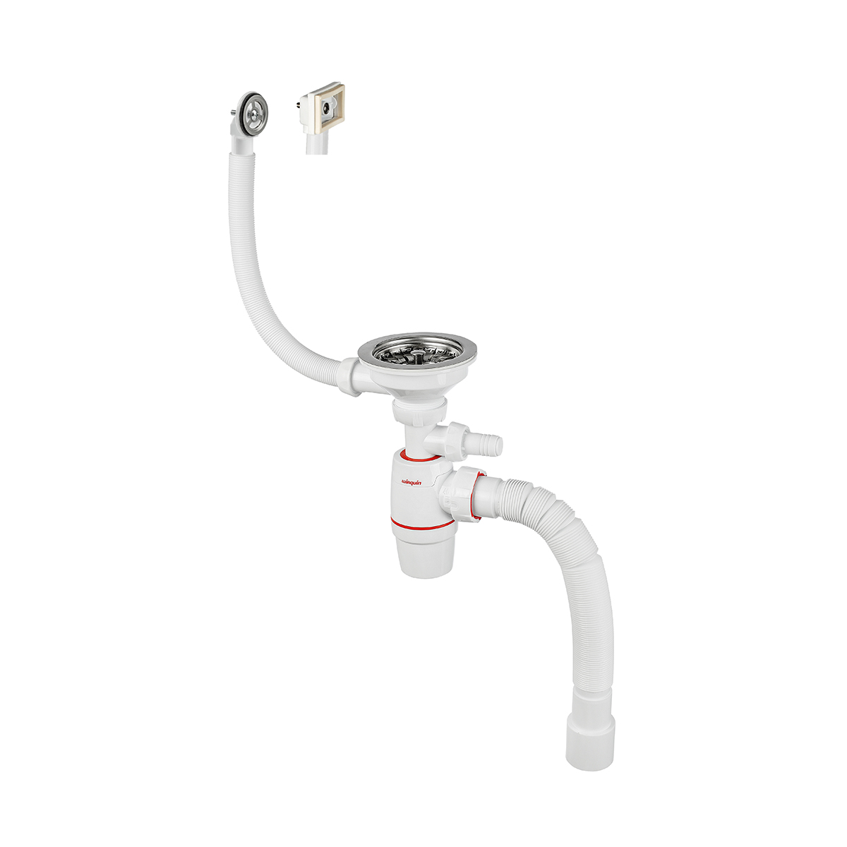 Сифон "neo" с выпуском 1 1/2" х 40 мм с отводом и и гофротрубой 800 мм (1/35) wirquin
