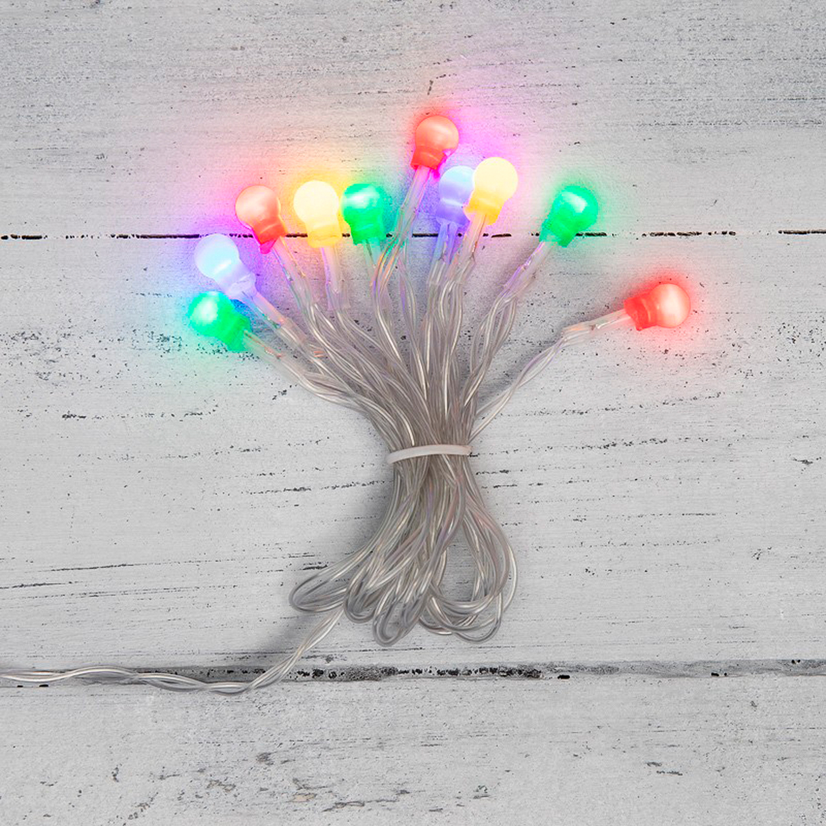 Электрогирлянда "шарики" 1,5 м, 10 разноцв. ламп d-10 мм, шнур прозр. (1/100) "neon-night" 303-092