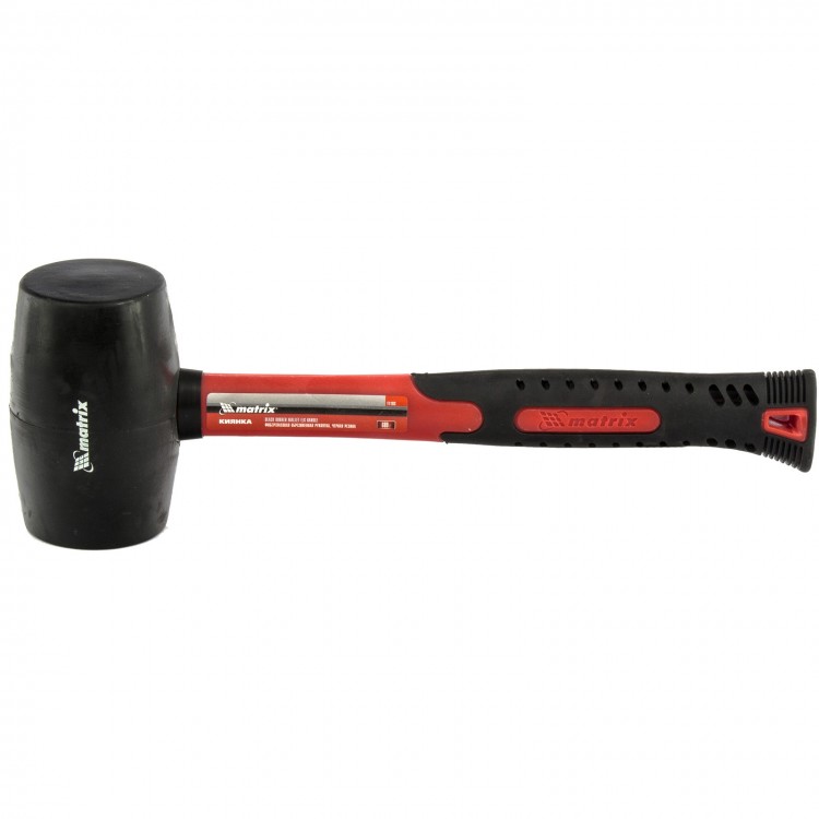 Киянка резиновая, 680 г, черная резина, фибергласовая рукоятка Matrix (11193)