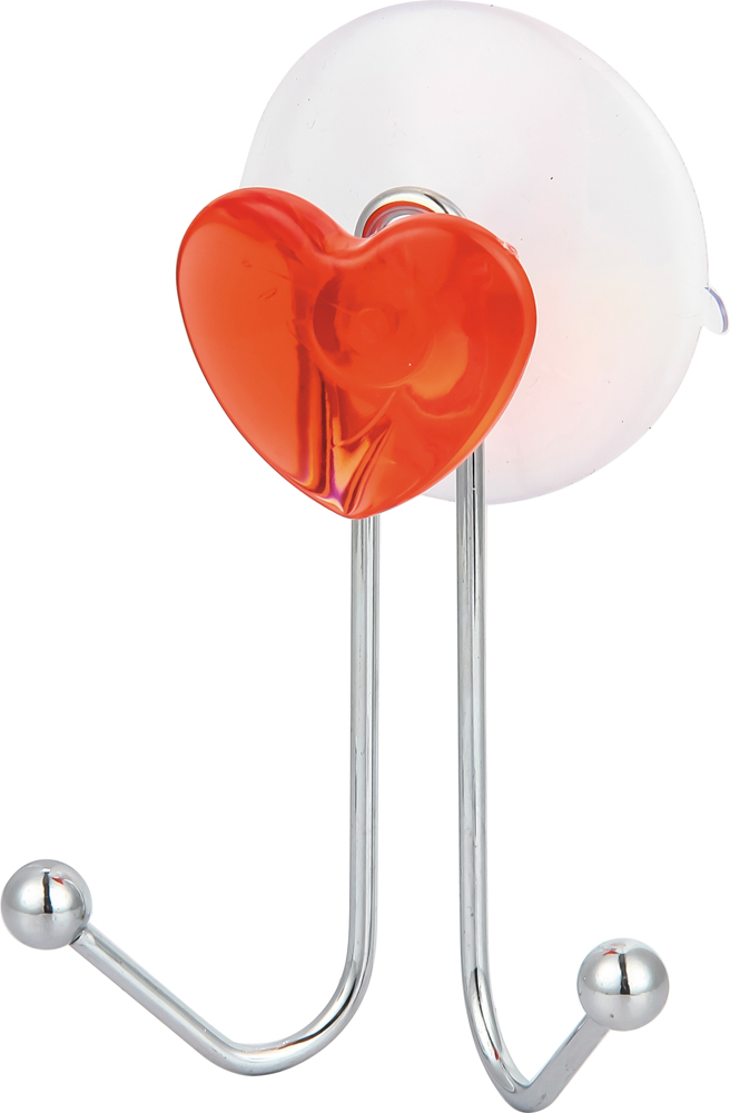 Крючок на присоске двойной "сердце" (1/24/48) "рыжий кот" w2790-1